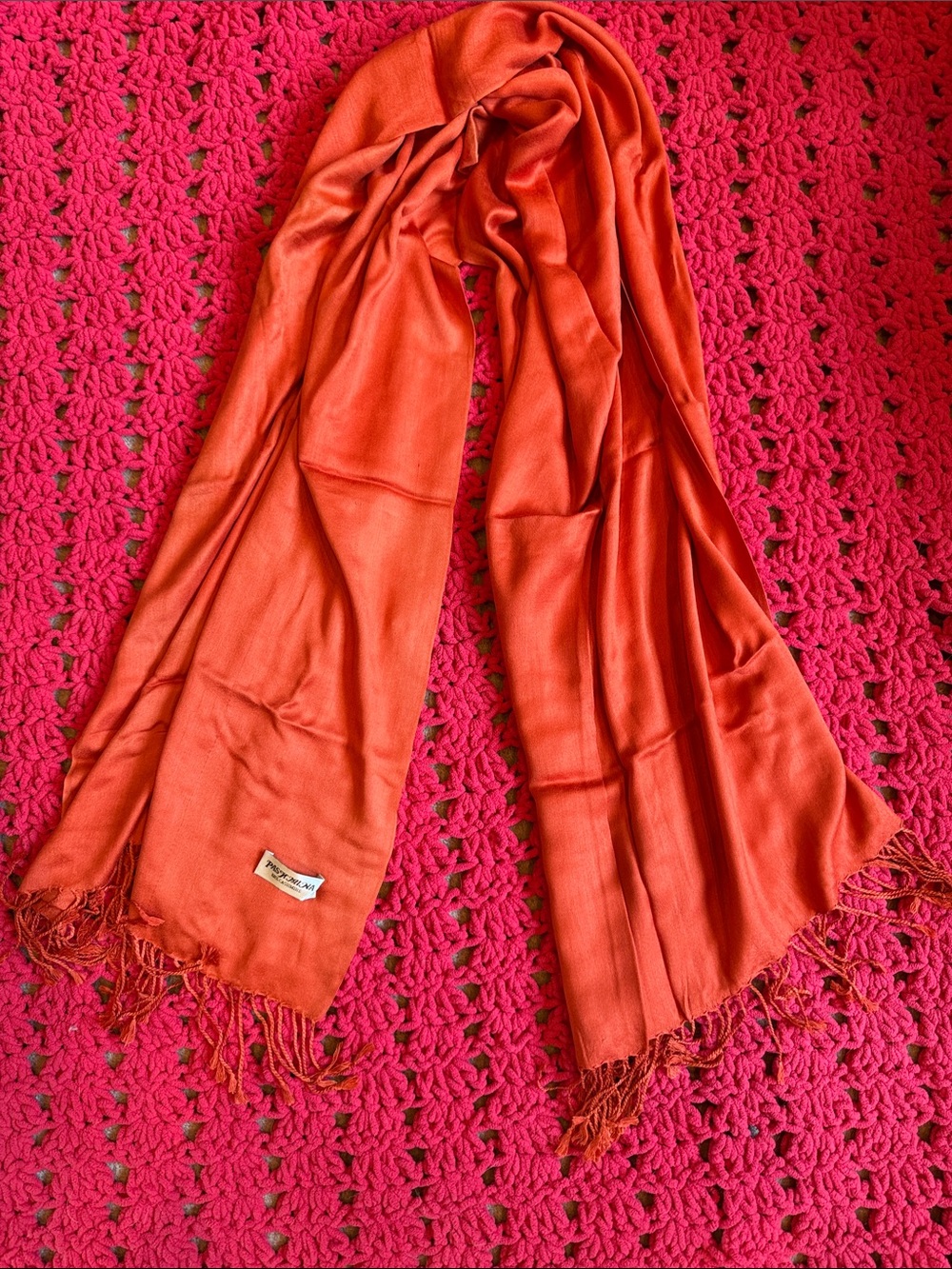 Orange Pashmina 100% Cashmere Scarf